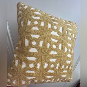 West Elm textured yellow lattice throw pillow case . Cover only. 18x18